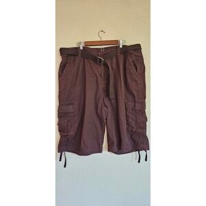 Royal Blue Mens Cargo Shorts Brown Cotton Belted Utility‎ Pockets Size 46